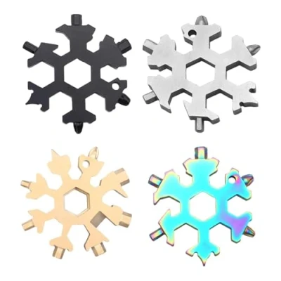 Immagine di Chiavi Inglesi A Forma Di Fiocco Neve Da 4 Pezzi, Multifunzione, Strumenti Portatili, In Acciaio Inossidabile, Creativi