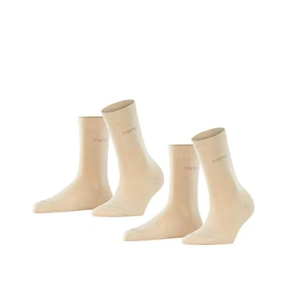 Immagine di ESPRIT Uni 2 Pack W SO cotone tinta unita confezione di paia, Calzini Donna, Beige (Cream 4011), 35 38