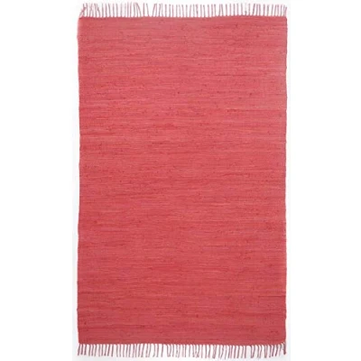 Immagine di THEKO Tappeto Dhurry in 100% cotone a tessitura piatta Happy Cotton Tessuto mano Colore: rosso 120x180 cm