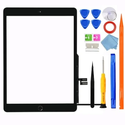 Immagine di JPUNG Schermo di ricambio per iPad 7 7a / 8 8a generazione Touch Glass 10,2 pollici, A2197 A2198 A2200 A2270 A2428 A2429 A2430, pulsante Home, kit riparazione completo