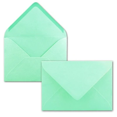 Immagine di 100x Buste B6 17,5 x 12,5 cm verde menta colla umida con lembo a punta 120 g/m² per matrimoni, biglietti d&#039;auguri, inviti