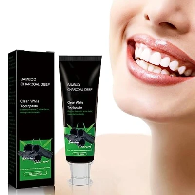 Immagine di Bamboo Charcoal Deep Clean White Toothpaste,yanjiayi Toothpaste, Activated Carbon Toothpaste To Remove Tooth Stains Fresh Breath 100g