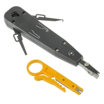 Immagine di EPLZON LSA Strumento Punch Down Attrezzo Pinza Crimpatrice di Impatto con Mini Spellafili, per Prese Rete, Inseritore, Impatto, Fissaggio Alimentazione Rete(Nero)