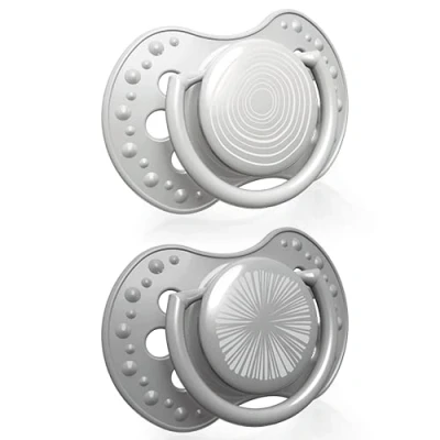 Immagine di LOVI Ciuccio 0 3 Mesi, Succhietti Bimba con Tettarella in Silicone, Suggerimento dinamico, Collezione Harmony, 2 pezzi, Grigio