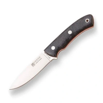 Immagine di joker Coltello da sopravvivenza CM17, manico in micarta di juta nero, lama 9,5 cm, con fodero cuoio, Strumento per la pesca, caccia, campeggio e trekking