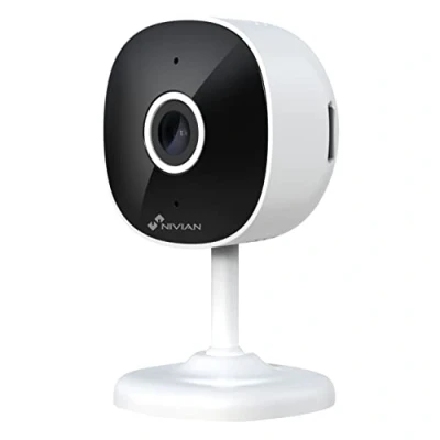 Immagine di NIVIAN Caméra Wifi 2,4 Ghz Enregistrement en MicroSD (Non inclus) 2K Détection humaine Audio bidirectionnel Convient pour l&#039;intérieur Compatible avec Amazon Alexa et Google Home
