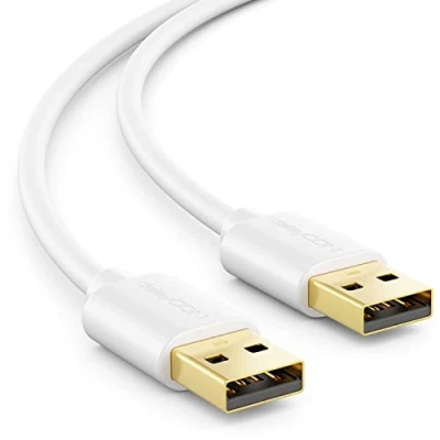 Immagine di deleyCON 2m Cavo USB 2.0 ad Alta Velocità Dati A Maschio Trasferimento Veloce e Sicuro Spina Stabile su Misura Retrocompatibile Bianco