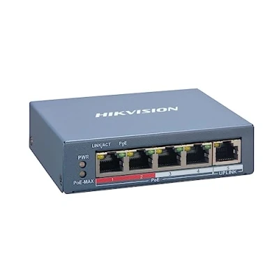 Immagine di Hikvision DS 3E1105P EI Switch di rete 4 porte PoE 1 porta RJ45 Protezione contro i fulmini 6KV