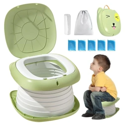 Immagine di Sedile WC per Bambini, Pieghevole WC, Vasino da Viaggio Portatile, Vasetto, Vaso Toilette (Verde)