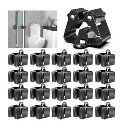 Immagine di 3 H Appendi Scope a Muro 20 Pezzi, Portascope da Appendibile Acciaio Inossidabile Porta Parete 0,7 MM Spessore Impermeabile e Antiscivolo,5KG Supporto per Cucina,Bagno,Garage,Giardino Nero