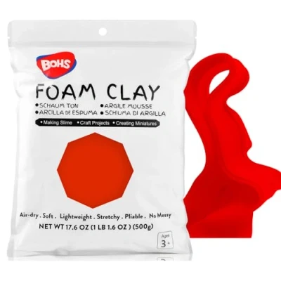 Immagine di BOHS Argilla da Modellare in Schiuma Rossa Squishy, Morbida, Asciugatura all&#039;Aria per Progetto Scolastico, Cosplay, Finto Dolce, Forniture Slime 1.1 Lbs/500 Grammi