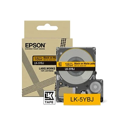 Immagine di Epson LabelWorks LK 5YBJ Cartuccia a nastro per etichettatura compatibile con LW C610 e C410 Giallo/nero opaco 18mm