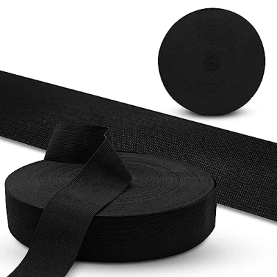 Immagine di DOJA Barcelona Elastico per Cucito 50m 50mm Nero Filo Cucire Poliestere e Gomma Elastici da Rotolo Piatto Pantaloni, Stoffa, Mutande, Maglia, Gonna