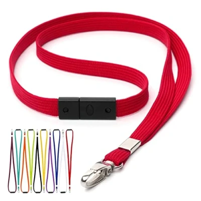 Immagine di CKB LTD Rosso Cordino porta badge non stampato, laccetto con clip in metallo, multiuso e carte, cordini a rilascio rapido antisoffocamento Pacco da 50 pezzi unità