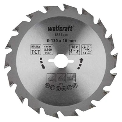Immagine di Wolfcraft 6356000 Lama circolare in metallo duro 130 x 16 mm Numero di denti: 18 1 pz.