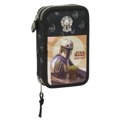 Immagine di THE MANDALORIAN THIS IS WAY Astuccio per scuola bambini, con 28 utensili inclusi, ideale bambini dai 5 ai 14 anni, versatile, qualità e resistenza, 12,5 x 4 19,5 cm, colore: nero, Nero