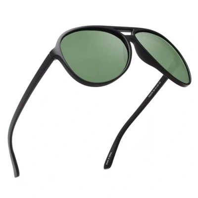 Immagine di JIM HALO Occhiali da Sole Polarizzati Uomo Donna Guida Oversize in Plastica (Cornice Nera Opaca/Lente Verde Polarizzata)