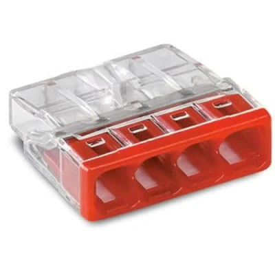 Immagine di WAGO 2273 204 100 Morsettiera flessibile: rigido: 0.5 2.5 mm² Numero Poli (num): 4 pz. Trasparente, Rosso