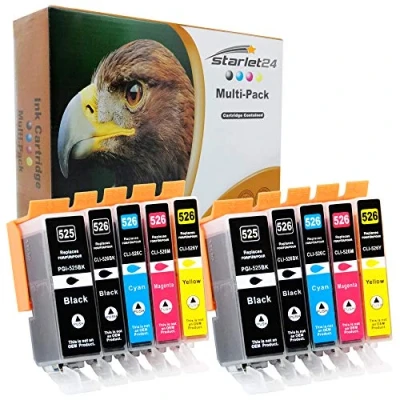 Immagine di 10 cartucce compatibili con PGI 525, CLI 526, Canon Pixma, iP 4800, 4850, 4900, 4950, iX 6550, MG 5140, 5150, 5250, 5350, 6150, 6250, 8150, 8250, MX 715, 880, 885, 895