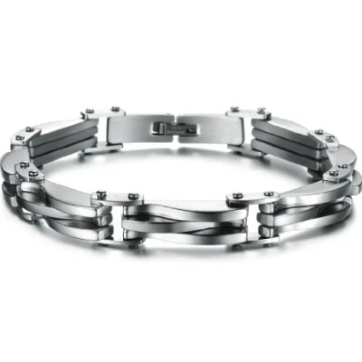 Immagine di Keybella Bracciale Braccialetto per Uomo Catena in Acciaio Inox Oro Argento (Argento)