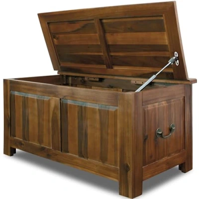 Immagine di Deuba Cassapanca in Legno 85x44x48cm Vano Contenitore e Coperchio Baule Salvaspazio Pistone a Gas