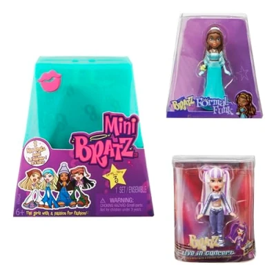Immagine di Miniverse Mini Bratz Serie 3 di MGA. Y2K Nostalgia. 2 in Ogni Confezione. La Confezione Si Trasforma un Espositore. Figurine da collezione per bambini e collezionisti. Età 6+