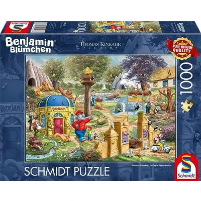 Immagine di Schmidt Spiele 58423 Thomas Kinkade, Kiddinx, Benjamin Blümchen, Un Giorno allo Zoo di Neustädter, Puzzle da 1000 pezzi, Colore grigio, Large