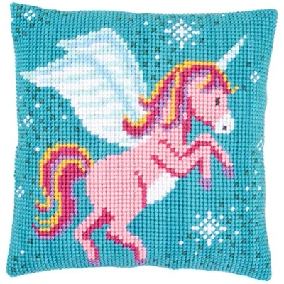 Immagine di Kit per Punto Croce Cuscino Unicorno, Stick Immagine vorgezeichnet Cuscino, vorbeze ichnet, Cotone, Multicolore, 40 x 0,3 cm