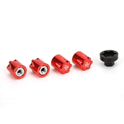 Immagine di Tappo centrale RC, 4 pezzi M4 Dado Centro Cerchione Compatibile con TRX4 Axial SCX10 90046 D90 Auto Telecomando(Rosso)