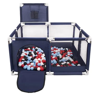 Immagine di Selonis Recinto Per Bambini Con 100 Palline Colorate 6 Cm, Blu:Nero/Bianco/Rosso/Babyblue