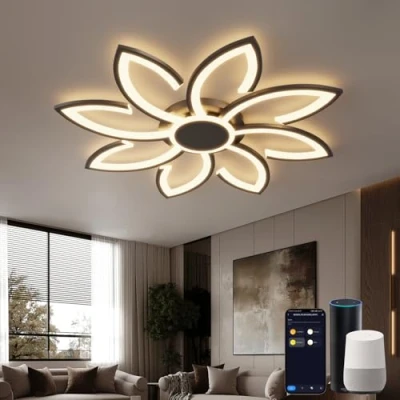 Immagine di Smart WiFi Lampadario Soggiorno Compatibile con Alexa e Google Home, Plafoniera Led Dimmerabile Telecomando Lampada da Soffitto, Luce Soffitto per Camera Letto, Salotto