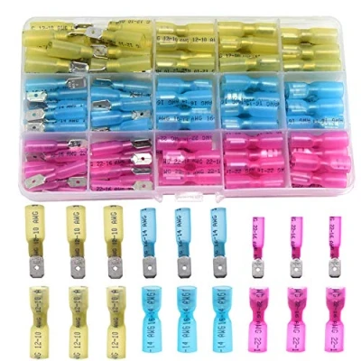 Immagine di CEEYSEE 120 Pezzi Connettori Elettrici Kit Terminali a Crimpare Termorestringenti Di Femmina e Maschio per cavi da 0,5 6,0 mm²(Rosso Blu Giallo/YRSZ)