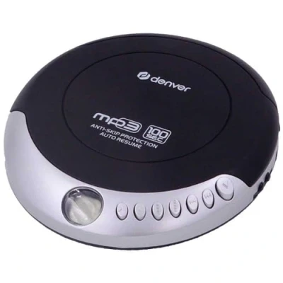 Immagine di Denver Lettore CD Portatile DMP 391. Walkman. Compatibile con CD, R e CD/RW. Funzione Anti Shock. Sistema di amplificazione dei Bassi. Cuffie Incluse.