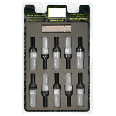 Immagine di OMP SPEED Set 20 viti a ruota nere con metrica M12X1.5 chiave da 17 19 lunghezza filettata 28 mm protezione grigia in alluminio 7075 + DIN 12,9