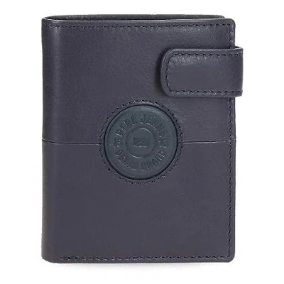 Immagine di Pepe Jeans Cracker Portafoglio verticale con chiusura a clic Blu 8,5x10,5x1 cm Pelle, blu, Taglia unica,