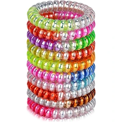 Immagine di JessLab Elastici Spirale per Capelli, 10 Pezzi Senza Tracce in Plastica Coda di Cavallo, Accessorio Ragazze e Donne, Colori Assortiti (Set 3)