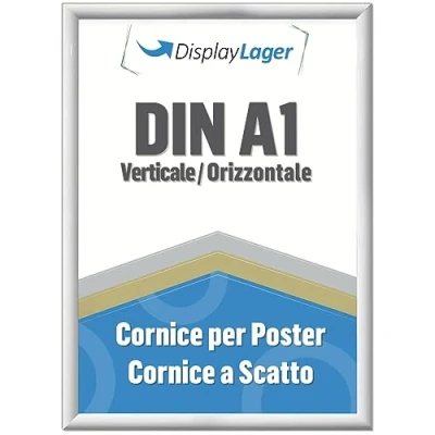 Immagine di DisplayLager Cornice a Scatto da 25 mm, Profilo in Alluminio e Disco di Protezione antiriflesso Materiale Fissaggio (A1, Bianco)