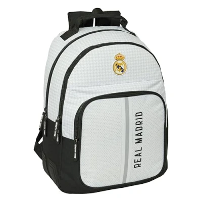 Immagine di Safta Real Madrid 1a squadra 24/25 Zaino scuola per bambini, ideale bambini di diverse età, comodo e versatile, qualità resistenza, 32 x 15 42 cm, colore: bianco/grigio,