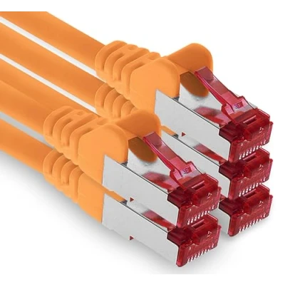 Immagine di 1aTTack.de 5x 1m cavo patch CAT6 S/FTP schermatura PIMF CAT.6 di rete RJ45 Ethernet DSL router LAN switch modem pannello arancione 5 pezzi