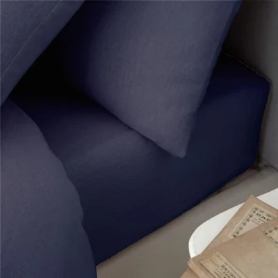 Immagine di Catherine Lansfield Lenzuolo con angoli in cotone spazzolato, per letto matrimoniale, colore: blu