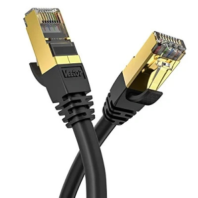 Immagine di Veetop Cavo Ethernet LAN Cat 8 RJ45 per Rete Cavi Internet Alta Velocità 40 Gbps / 2000 MHz (0.5m)