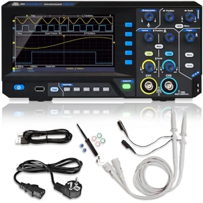Immagine di PeakTech 1400 Oscilloscopio digitale compatto a 2 canali 5 MHz larghezza di banda velocità campionamento veloce 100 MS/s porta USB, software per PC, visualizzazione XY e zoom