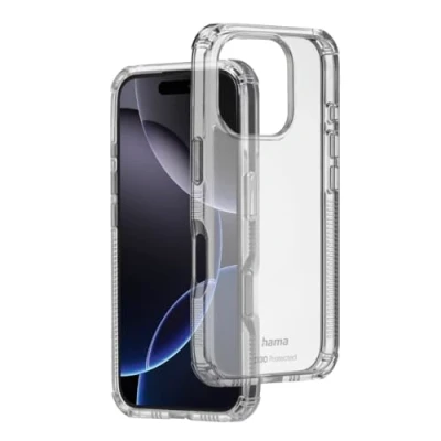 Immagine di Hama Custodia Extreme Protect per Apple iPhone 16 Pro (con licenza D3O, antiurto, anticaduta e infrangibile, trasparente, senza ingiallimento, ricarica induttiva)