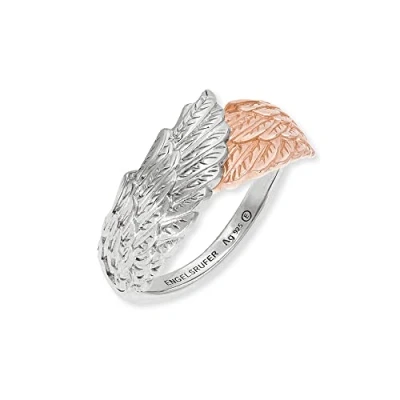 Immagine di Engelsrufer Anello da donna con simbolo di ali in argento Sterling bicolore e oro rosa, misura regolabile, senza nichel, Argento, Nessuna pietra preziosa