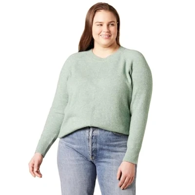 Immagine di Amazon Essentials Maglione Girocollo Morbido a Maniche Lunghe dalla vestibilità Classica Donna, Verde Salvia Puntinato, XL