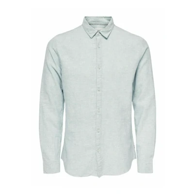 Immagine di ONLY &amp; SONS Onscaiden LS Solid Linen Shirt Noos Camicia a Maniche Corte, Blu di Cachemire, XS Uomo