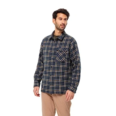 Immagine di Jack Wolfskin Morgenluft Maglietta M Camicia, Blu Notte a Scacchi, XL Uomo