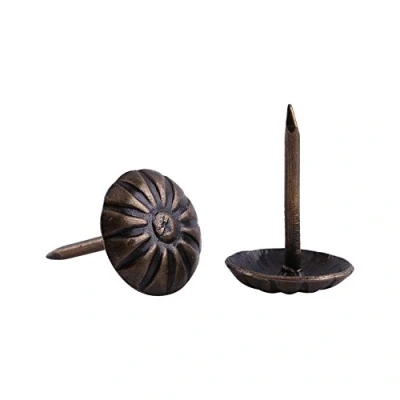 Immagine di Walfront 100Pz Generico Rotondo a Testa Larga Chiodo, Liscio/Margherita/Quadrato/Prugna Chiodo per Il Pacchetto di Decorazione del Sofà(Crisantemo 11,2 x 16,6mm)