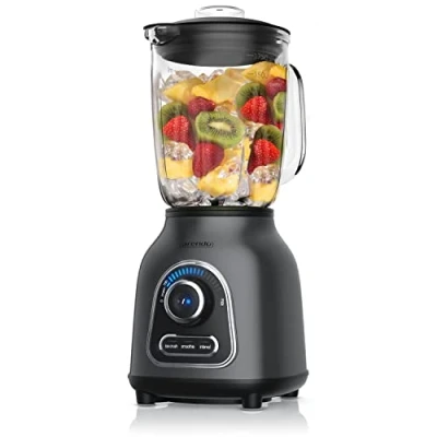 Immagine di Arendo Frullatore in acciaio inox ad alte prestazioni, 1400 Watt, 24.000 giri/min, con contenitore vetro da 1,75 l, lama cuscinetti a sfera, 30 livelli di potenza