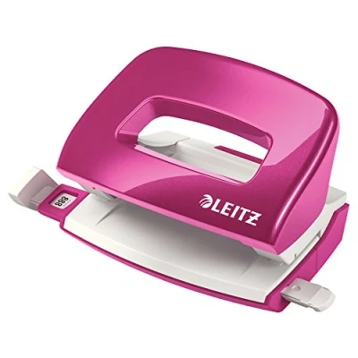 Immagine di Leitz Mini Perforatore, Capacità fino a 10 Fogli, Barra di Selezione del Formato, Metallo, Gamma WOW, Box, Rosa